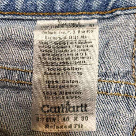 Carhartt B17 STW Jeans Mens 38x29 Blue Relaxed Fit Denim Straight Leg Workwear - Picture 3 of 10